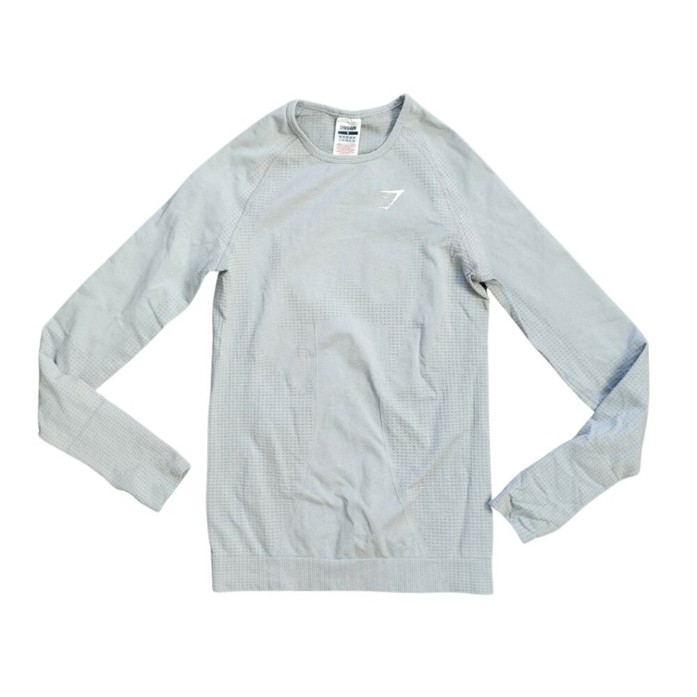 Gymshark Women's Athletic Long Sleeve Top Light Gray Size M